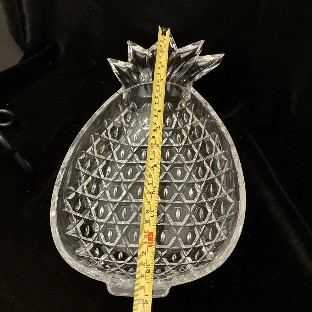 Vintage Shannon Etched Crystal Tropical Pineapple Serving Tray Bowl Welcome